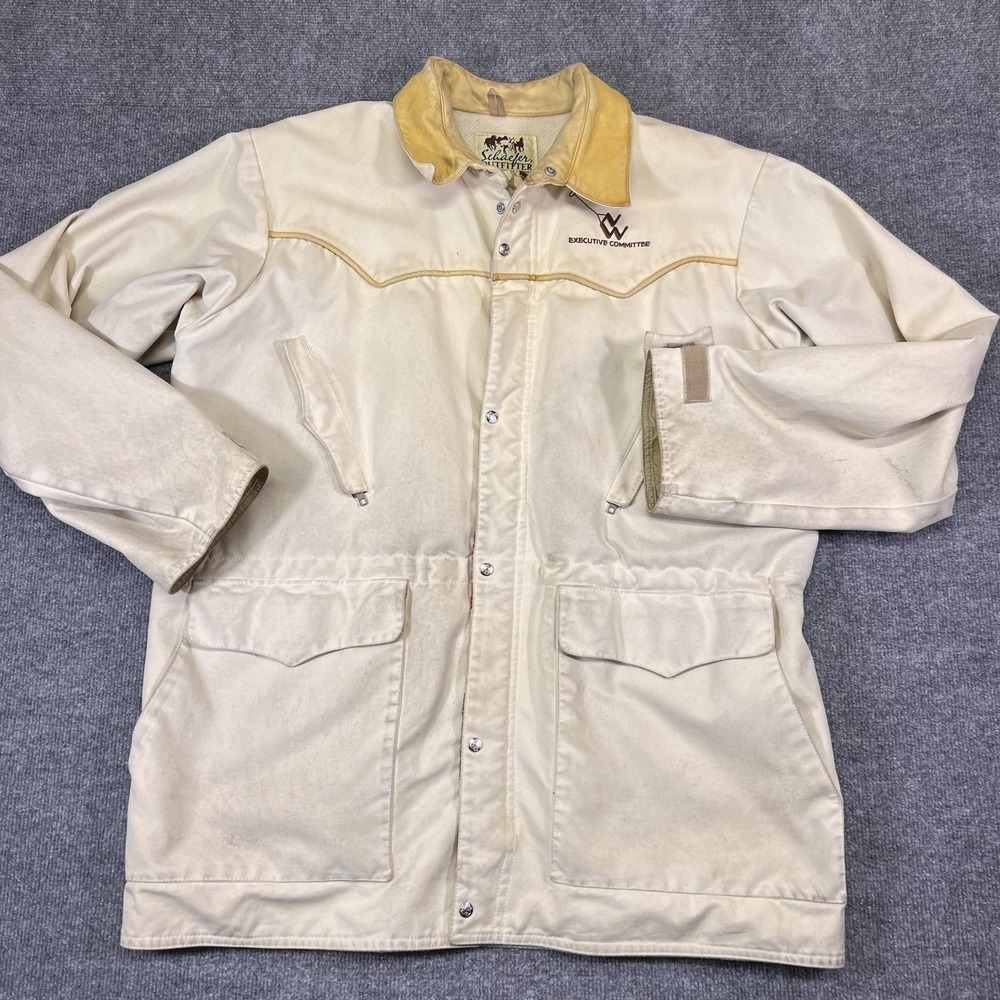 Schaefer Outfitter Jacket Mens L Beige Canvas Wool Lined Western Ranch Coat